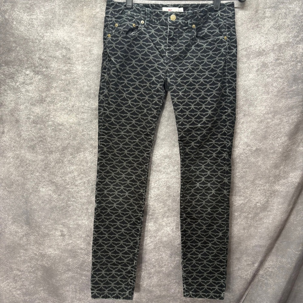Vineyard Vines Whales Tails Corduroy Skinny Pants Womens Size 4 Black Gray